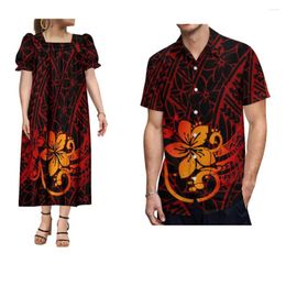 Party Dresses Summer Elegant Fashion Loose Dress Men's Shirt Design Custom Couple Clothing Polynesian Tribal Print Women's 2024