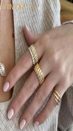 Wedding Rings 2022 Arrived Gold Colour High Quality Bling Cubic Zirconia CZ Ring Iced Out Snake Chain Band Unique Full Finger Women9145397