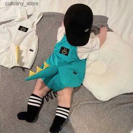 Jumpsuits Boy Girl Toddler Bodysuits Summer Casual Cartoon Dinosaur Tail Baby Korean Romper Fashion Overalls Ropa Mujer Children Clothing L240307
