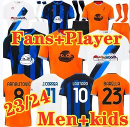 2023 2024 LUKAKU Inters Milans Soccer Jerseys BROZOVIC Calcio BARELLA Kit 23 24 DZEKO J.CORREA LAUTARO J.CORREA BELLANOVA BARELLA men Kids set Football Shirts