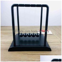 Arts And Crafts All Black Ton Pendum Physical Model Tons Cradle Office Desk Decoration Accessories Study Toys Gift For Children 210727 Dh6Im