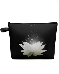 Cosmetic Bags Blooming Lotus In The Dark Makeup Bag Pouch Travel Essentials Lady Women Toilet Organizer Kids Storage Pencil Case