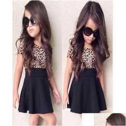 Girl'S Dresses Girls Dresses Leopard Cute Baby Kid Princess Short Sleeve T-Shirt Top Dress Outfits Tutus Everyday Tops And Outfit Set Dh1Hz