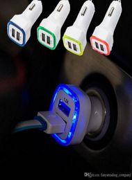 21A LED USB Dual 2 Port Adapter Socket Car Charger USB Charger With LED Light For All Phone Samsung HTC2770865