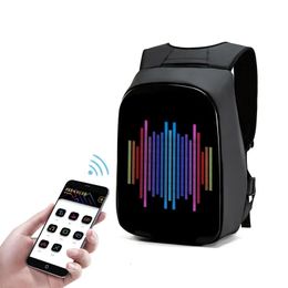 Motorcycle Riding Hard Shell Helmet Bag Full Helmet LED Backpack Luminous Display Screen Shoulder Bag 240227