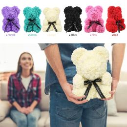 25cm Creative Foam Rose Flower Teddy Bear Artificial Christmas Party Decoration Valentines Gifts Ornament Supplies 2024307