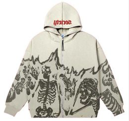 Men's Hoodies Sweatshirts Y2K Millennium Style Round Neck Skeleton Sweater Couples Fall/Winter New Long Sleeve Skull Top Coat