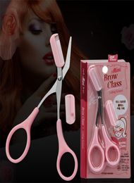 Pink Eyebrow Trimmer Scissors With Comb Lady Woman Men Hair Removal Grooming Shaping Shaver eye brow trimmer Eyelash Hair Clips7770009