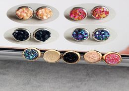 Round Resin Druzy Drusy Stud Earrings Fashion Brand Designer Jewelry Fantasy Star Color Rock Effect For Women8477983