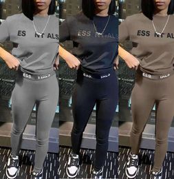 Designer Tracksuit Women Pants Suit Two Pieces Jogger Set New Letters Printed Short Sleeve Sexy Fashion Tights Yoga Essentialsweatshirtst4664