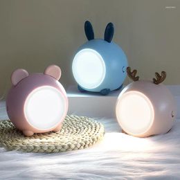 Night Lights Cute LED Touch Stepless Dimming Bedroom Sleep Bedside Lamp USB Charging Eye-protect Desk Light Child Christmas Gift