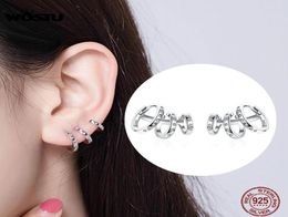 Stud Earrings WOSTU Double Ear Hole 925 Sterling Silver Twirl Surround Circle For Women Girls Fashion Jewellery CTE0852421382