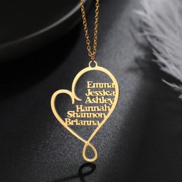 Personalized Name Necklace Custom Heart Name Necklace Gold Color Stainless Steel Pendant Bridesmaid Friend Gift 240301