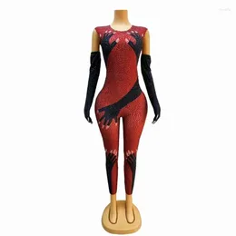 Stage Wear Black Hands Touch Shinny Body Sexy Women Jumpsuit Carnival Cosplay Female Bodysuit With Gloves Beyonce Dress DJ