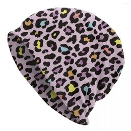 Berets Colourful Leopard Animal Skin Skullies Beanies Hats Summer Men Women Outdoor Caps Warm Dual-use Bonnet Knit Hat