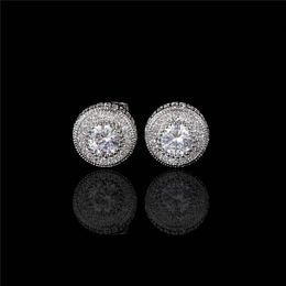 European and American Hiphop Pop Round Full Diamond Earrings Jewelry Micro Set Zircon Hipster Personality Rings