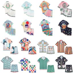 Casablanc Shirt Designer Mens T Shirt and Mesh Shorts Sets Casa Blanca Men Polo Shirt Womens Masao San Print Graphic Tee Shirts Loose Silk Summer Tshirts Clothes