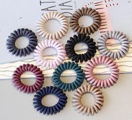 12 Colours Fabric Telephone Wire Hair Band Wrapped Cloth Design Ponytail Holder Elastic Phone Cord Line Hair Tie Hair Accessories M5549919