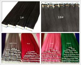 Grade 9AIndian remy human hair Silk Straigt wave 14quot26quot PU tape in hair Extensions Skin Weft hair 100g pack 40pcs dhl8650808