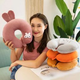 Adult Children Travel Pillow Soft Short Plush Cartoon U-shaped Pillow Portable Outdoor Nap Flight Neck Pillow Nursing Cushion 240228