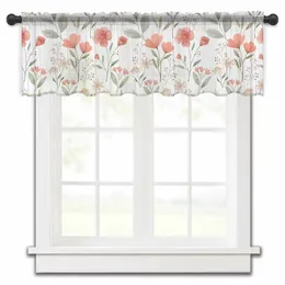 Curtain Pastoral Plants Flowers Watercolor Kitchen Curtains Tulle Sheer Short Living Room Home Decor Voile Drapes