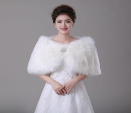 2016 Faux Fur Bridal Wraps Jackets Bolero Stole Evening Winter Wedding Prom Coats Capes Champagne Red White Ivory Cheap accessorie6208189