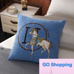 Horse Chenille Pillow Case Home Sofa Cushion Bedside Soft Bag Lumbar Support Pillows Office Nap Wholesale