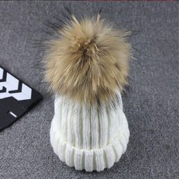 Whole Real Knitted Ball Beanies Winter For Women Girl 'S Wool Hat Cotton Thick Female Cap287m