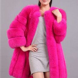 Fox Jacket Korean Version Women's Mid Length Patchwork Slim Fitting Socialite Thickened Eco-Friendly Fur Coat 521637