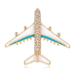 Pins, Brooches Gold Enamel Plane Brooch Pin Crystal Aircraft Cor Brooches Fashion Jewelry For Women Gift Drop Delivery Jewelry Dh1Nv