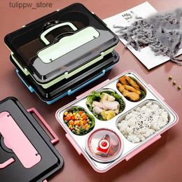 Bento Boxes Stainless Steel Lunch Box Food Meal Prep Lunch Containers 5 Grids Metal Lunch Boxes With Handle Food Meal Prep Lunch Containers L240307