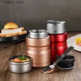 Bento Boxes 750ml Containers 500ml Insulation Steel Thermosbeker Stainless Flasks Vacuum With Box Spoon Soup Mug Lunch Cup L240307