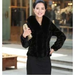 2020 Fox Collar Short Faux Fur Patchwork Mink Women's Coat 799293