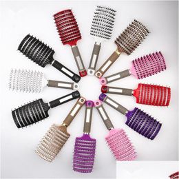 Hair Brushes 2021 Wholesales Women Hair Scalp Mas Comb Bristle Nylon Hairbrush Wet Curly De Hairs Brushes For Salon Hairdressing Styli Dhwq4