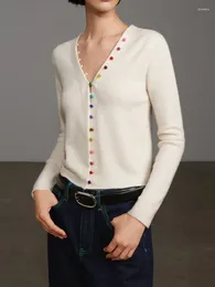 Women's Sweaters Women Colourful Single Breasted Sweater Slim 2024 Spring Elegant Female V-neck White Knit Cardigan