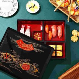 Bento Boxes Medium-Sized Lunch Box Japanese Lunch Box Meal Prep Containers Sushi Box Bento Box for Business Meals (Wood Grain Cover ) L240309