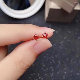 Stud Earrings Small Six For Daily Wear 3mm Natural Ruby 925 Silver Gift Woman