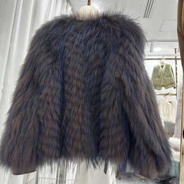 Raccoon Fur Grass Woven Women's Short Coat, Haining Autumn Winter New Small And Fresh Foreign Style, Reducing Age 386119
