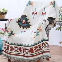 Tribal Blankets Indian Outdoor Rugs Camping Picnic Blanket Boho Decorative Bed Plaid Sofa Mats Travel Rug Tassels 240304