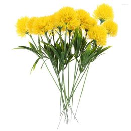 Decorative Flowers 12 Pcs Artificial Dandelion Yellow Peony Simulated Adornment Lifelike Faux Dandelions Plastic Wedding Bouquet