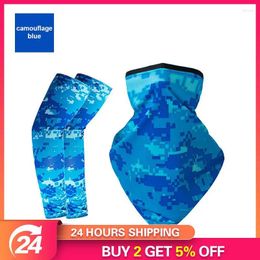 Knee Pads Sunscreen Ice Silk Sleeves Knees Printed Breathable Camouflage Sunshade Bib Arm Guard Sleeve Protection