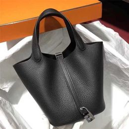 70% Factory Outlet Off Advanced Genuine Leather Water Bucket Women's Handbag Large Capacity Top Layer Cowhide Vegetable Basket Bag on sale