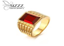 Wedding Rings SIZZZ Big Red Stone For Men Jewellery Cool Party Gothic Male4988087