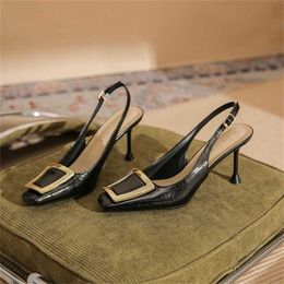 Hot Toe High Heels Sandal Women Slim Summer Sandal Women One Line With Square Buckle Sandals 240228