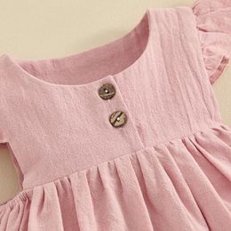 Girl Dresses Blotona Toddler Baby Summer Dress Ruffle Sleeve Button Decor A-Line Cute Princess Clothes