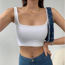 Women's Tanks Top Women Summer Crop Tops Solid Colour Elasticity Sport Y2k Fashion Basic Vest Woman Casual Tank Streetwear Sexy Clothes
