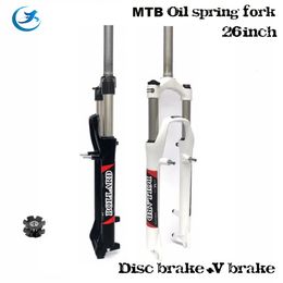 Suspension Oil Spring Bicycle Fork with Disc Brake V 118 in Straight Tube Suitable for Mountain Bike 26 240228