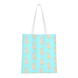 Shopping Bags Llama Alpaca Eco Shoulder Bag Women Cute Animals High Capacity Tote Cartoon Canvas Student Beach