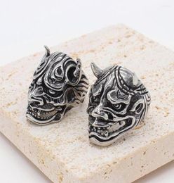 Cluster Rings Gothic Demon Skull Mask Ring For Men Punk Hip Hop Japanese Samurai Stainless Steel Biker Fashion Jewelry Gift3889146