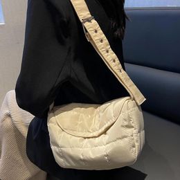 Shoulder Bags Fashion Quilted Cotton Satchel Bag Solid Colour Messenger Women Lightweight Crossbody Rhombus Pattern Ladies